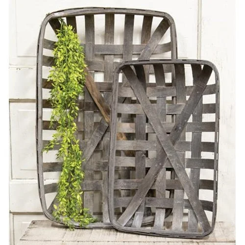 Bed skirts with a geometric cut - out design2/Set Gray Rectangle Tobacco Baskets