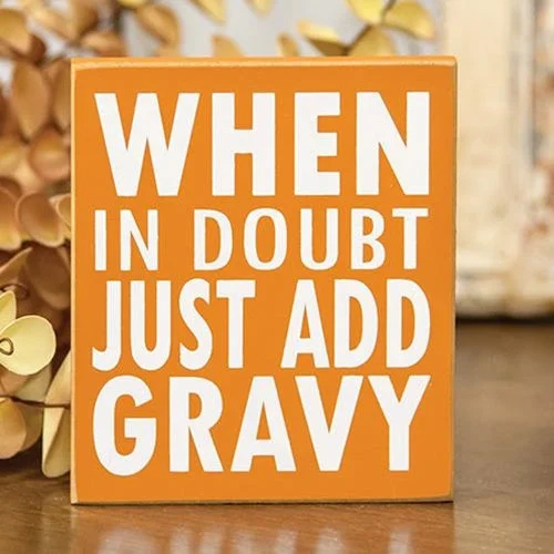 Bed skirts with a jacquard weave for a textured lookJust Add Gravy Block Sign
