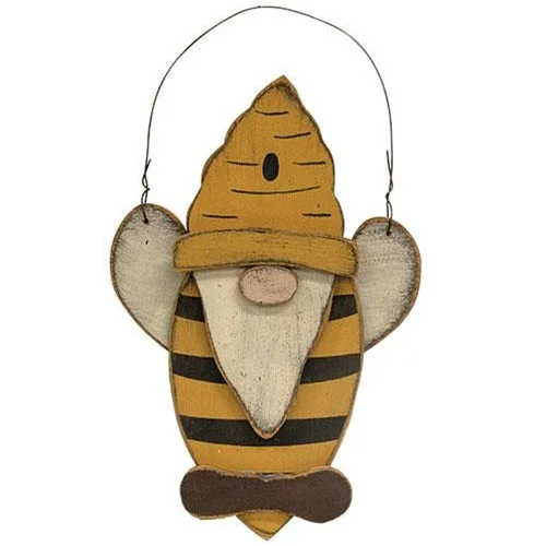 Bed skirts with a multi - colored patternDistressed Wooden Bee Gnome Hanger