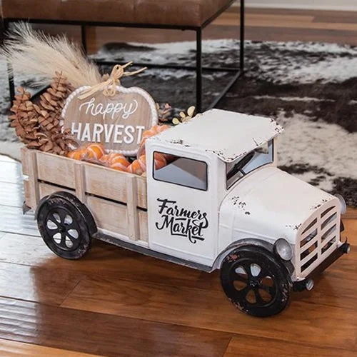 Bed skirts with a herringbone pattern for a sophisticated lookIvory Metal Farmer's Market Truck Bed skirts with a herringbone pattern for a sophisticated lookIvory Metal Farmer's Market Truck