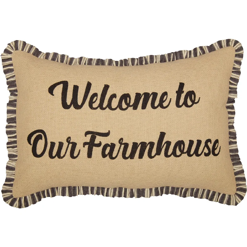Velvet bed skirts for a luxurious and elegant appearanceAshmont Burlap Vintage Welcome to Our Farmhouse Pillow 14x22