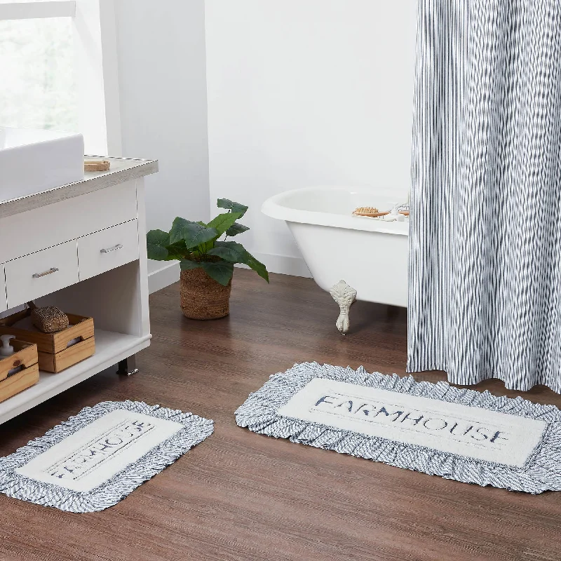 Polyester bed skirts for easy care and durabilitySawyer Mill Blue Farmhouse Bathmat 20x30