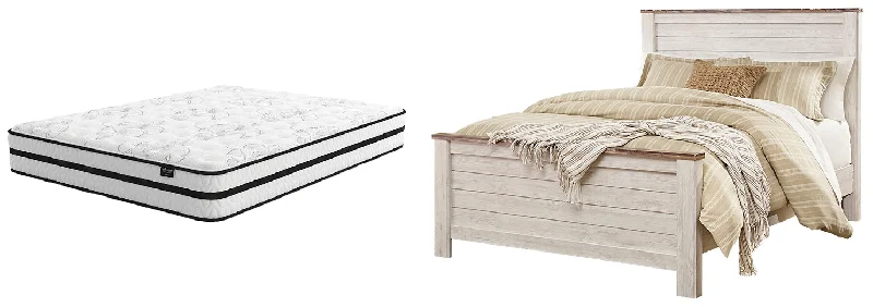 Queen - size mattresses for couples and standard bedroomsWillowton Queen Panel Bed with Mattress Queen - size mattresses for couples and standard bedroomsWillowton Queen Panel Bed with Mattress
