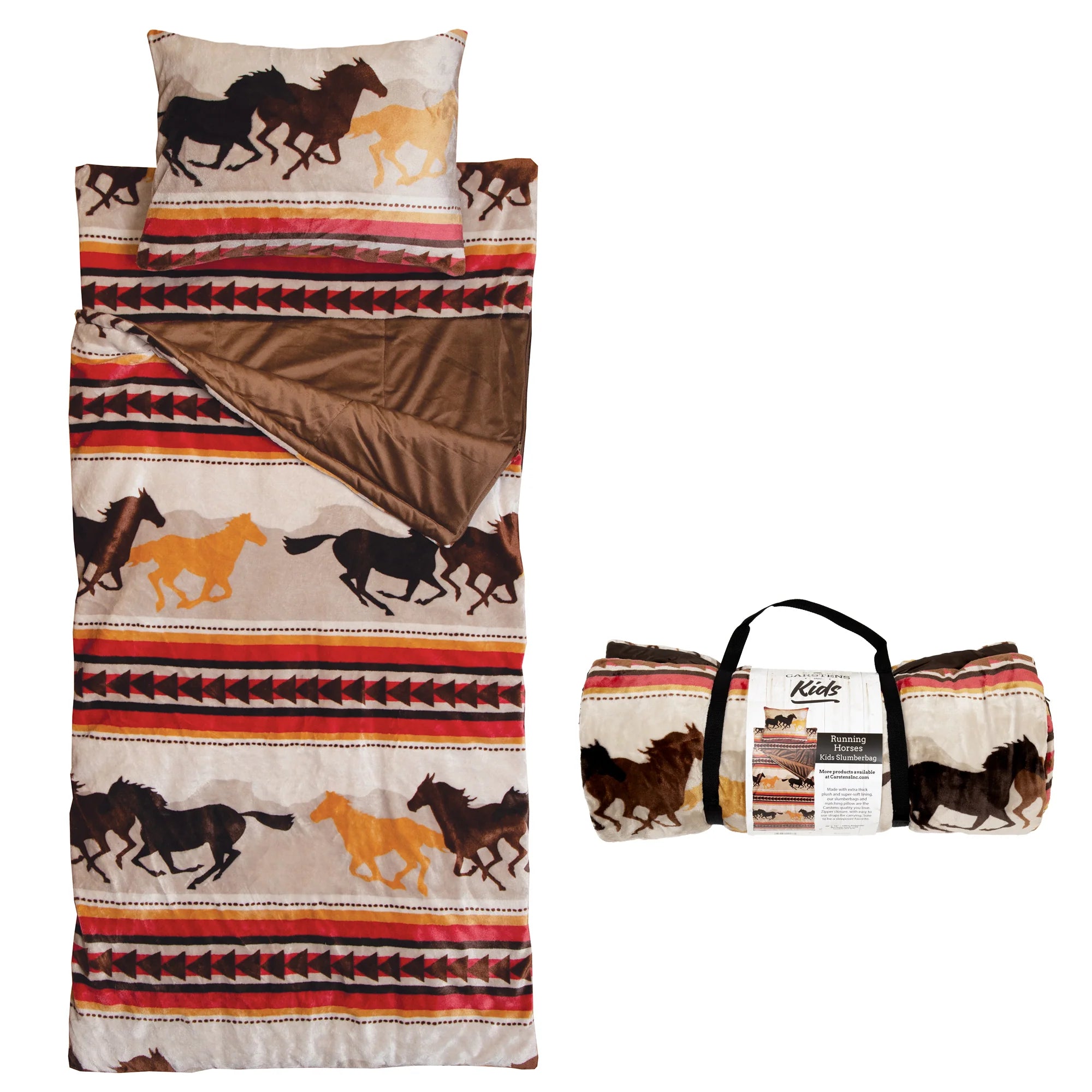 Queen - size blankets for standard - sized bedsOpen Range Horses Kids Sleeping Bag & Pillow