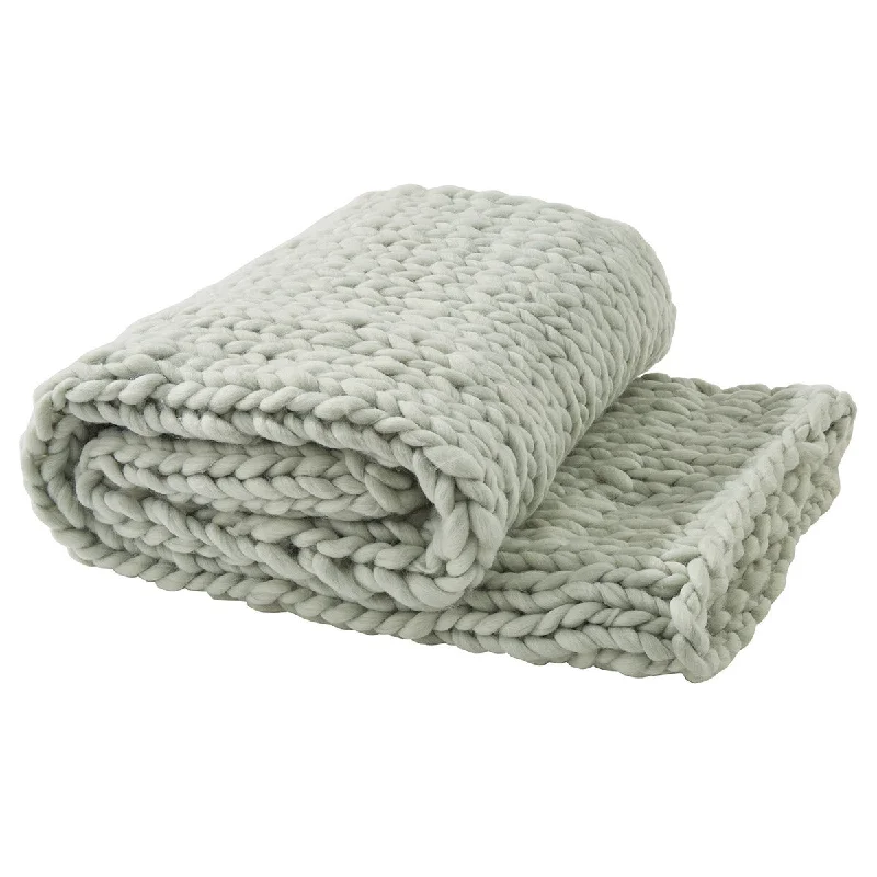 Mohair blankets with a unique sheen and softnessChunky Knit Throw - Blue Mist