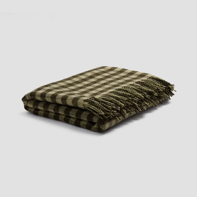 Silk blankets with a smooth and elegant touchBotanical Green Gingham Wool Blanket