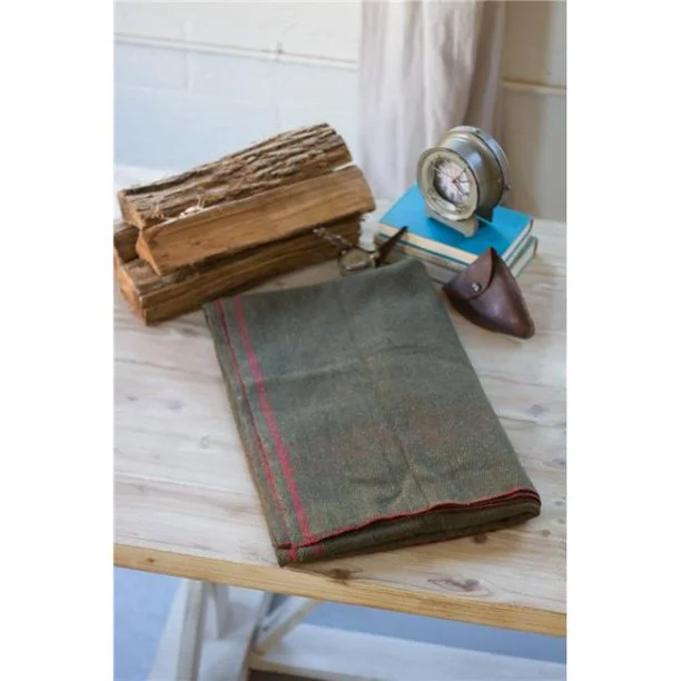 Mohair blankets with a unique sheen and softnessKalalou NRV1099  Cotton Blend Utility Blanket, Green with Red Stripe