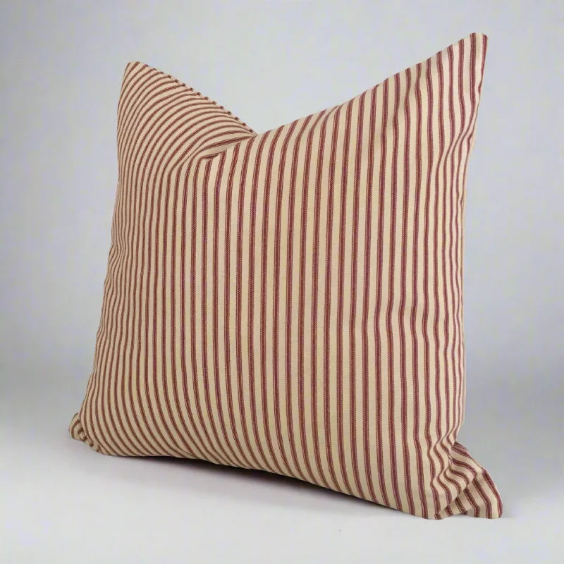 Lumbar Support Pillows for Car SeatsRed Ticking Stripe Throw Pillow Cover 9 Sizes Available Made in USA