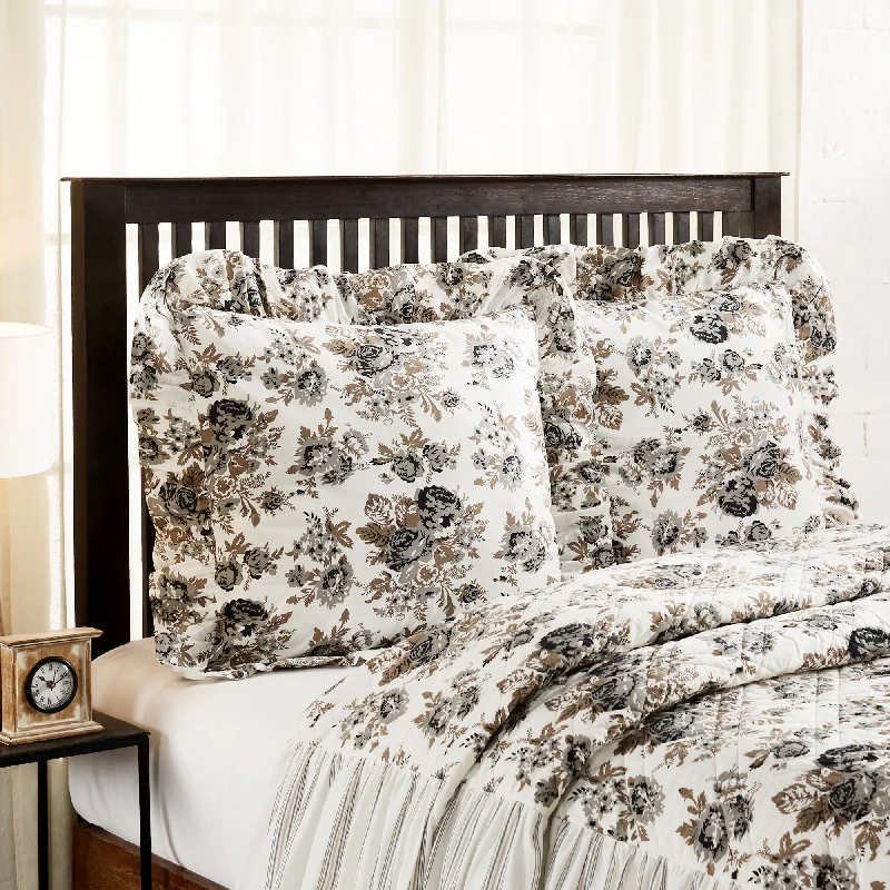Bed skirts with a plaid pattern for a traditional styleAnnie Portabella Floral Fabric Euro Sham 26x26