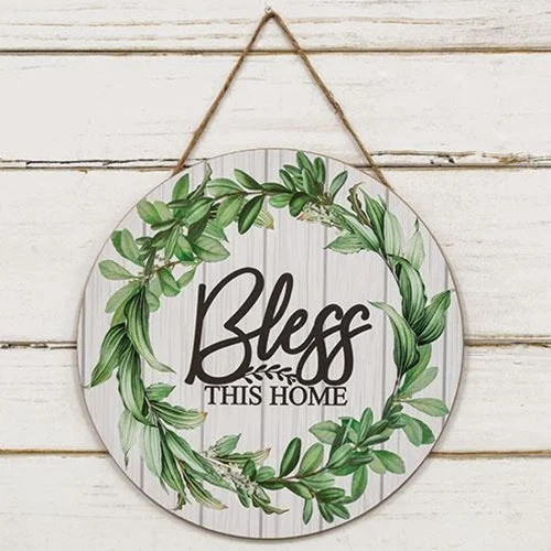 Checkered bed skirts for a classic patternBless This Home Slat Look Floral Sign
