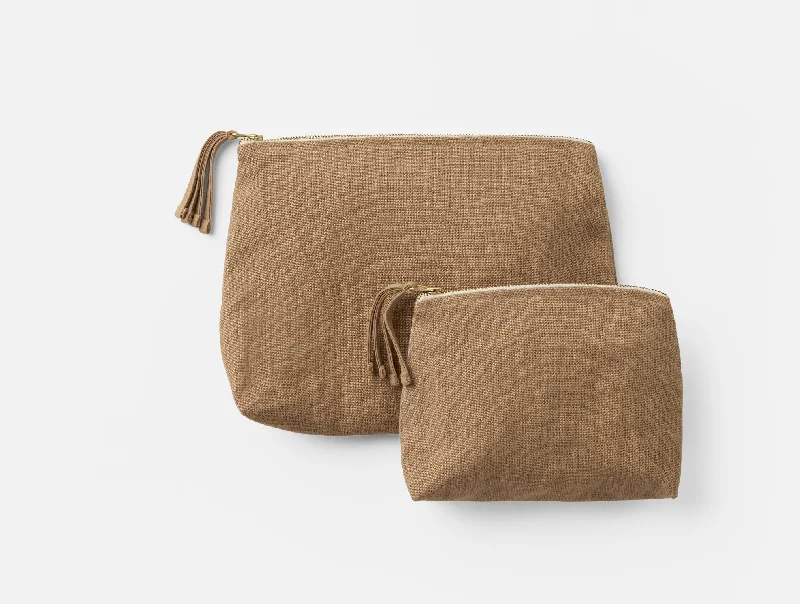 Round Pillows for Boho-Style InteriorsHelena Organic Linen Pouch Set
