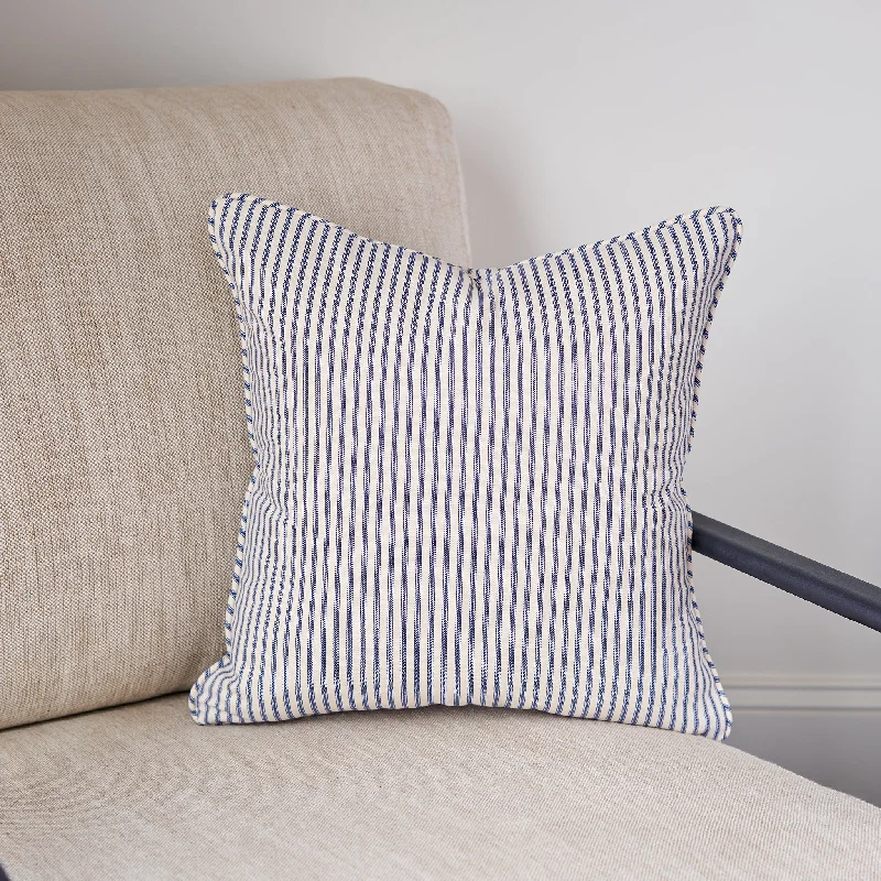 Firm Pillows for Side SleepersNavy Blue Ticking Stripe Throw Pillow Cover 18x18