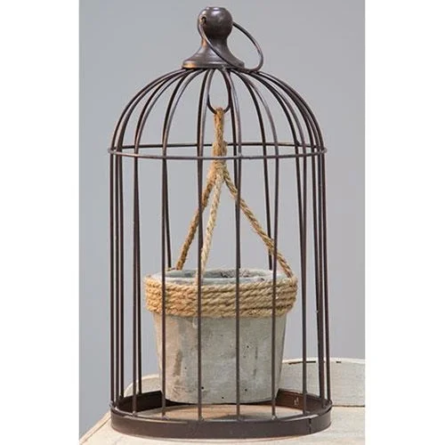 Bed skirts in pastel shades for a delicate lookWire Birdcage with Jute and Cement Plant Holder Medium